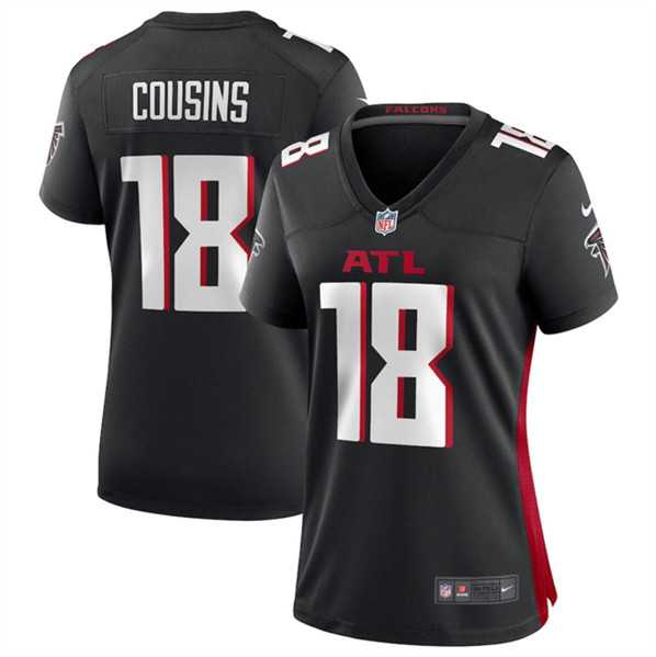 Women%27s Atlanta Falcons #18 Kirk Cousins Black Stitched Jersey Dzhi->atlanta falcons->NFL Jersey